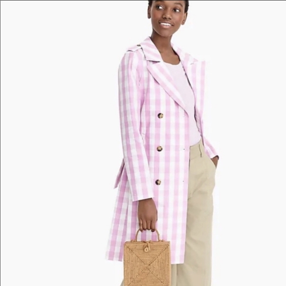 J.Crew Icon Oversize Gingham Trench Coat - Picture 3 of 10